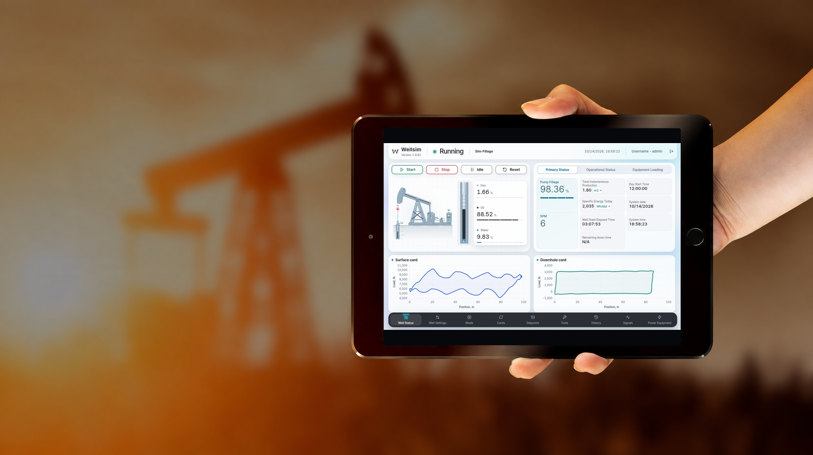 WellSim running on a tablet at a well site